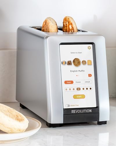 Revolution R270 Toaster: smart 2-slice toaster, touchscreen, InstaGLO tech, 16 bread modes, fast high-end performance.