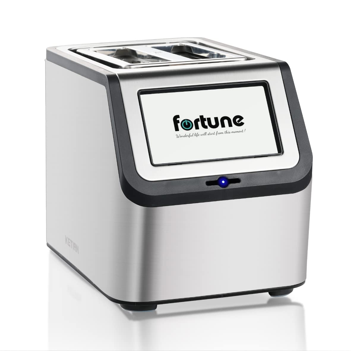 KETIAN Smart Toaster: touchscreen 2-slice toaster, fast heating, multiple settings, stainless steel design.