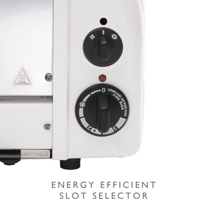 Dualit Classic White Toaster: 2-slice handmade toaster, replaceable elements, defrost, mechanical timer, durable premium design.