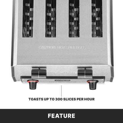 Waring Commercial WCT800 4-Slice Heavy Duty Commercial Pop-Up Toaster, 120V, 2200W5-20 Phase Plug