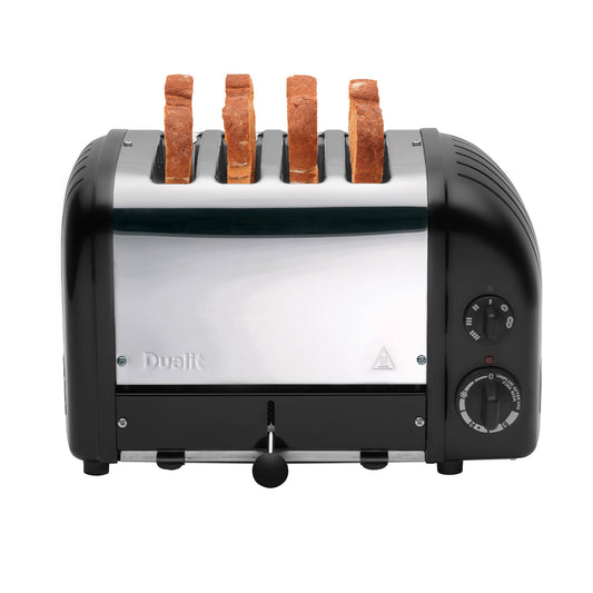 Dualit Classic 4 Slice Toaster: stainless steel build, handcrafted, 4-slice capacity, replaceable elements, ideal for families.