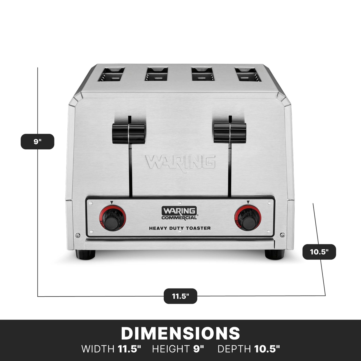Waring Commercial WCT800 4-Slice Heavy Duty Commercial Pop-Up Toaster, 120V, 2200W5-20 Phase Plug