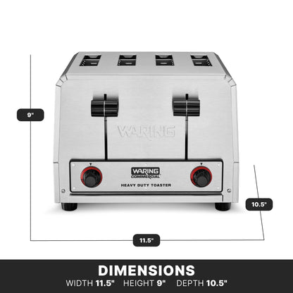 Waring Commercial WCT800 4-Slice Heavy Duty Commercial Pop-Up Toaster, 120V, 2200W5-20 Phase Plug
