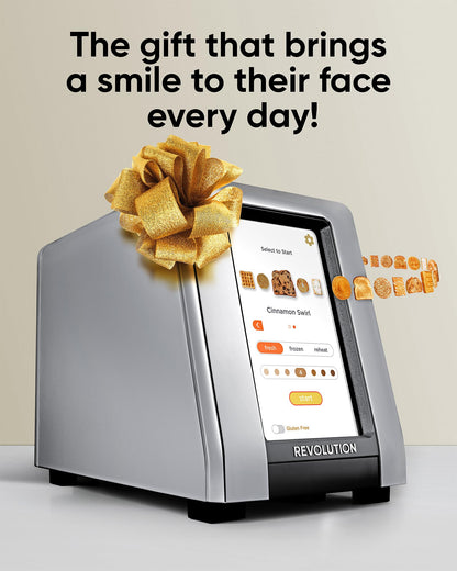 Revolution R270 Toaster: smart 2-slice toaster, touchscreen, InstaGLO tech, 16 bread modes, fast high-end performance.
