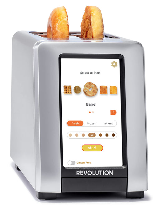 Revolution R270 Toaster: smart 2-slice toaster, touchscreen, InstaGLO tech, 16 bread modes, fast high-end performance.