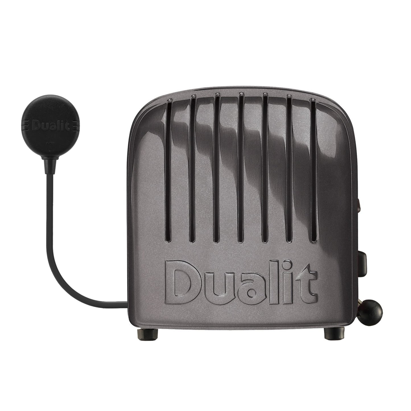 Dualit Classic Charcoal Toaster: 2-slice stainless steel toaster, handcrafted, replaceable elements, defrost, reliable performance.