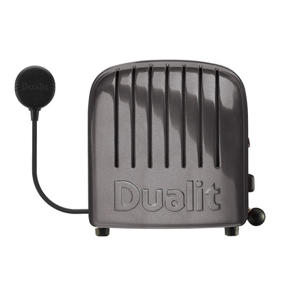Dualit Classic Charcoal Toaster: 2-slice stainless steel toaster, handcrafted, replaceable elements, defrost, reliable performance.
