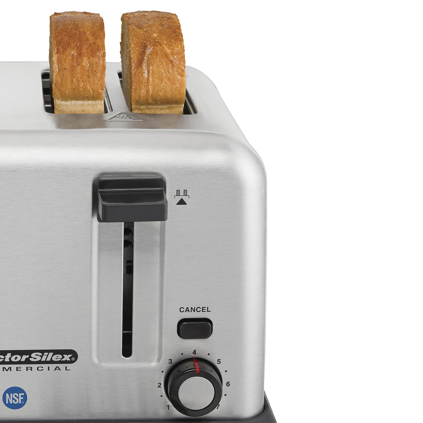 Proctor Silex Commercial Toaster: 4-slot heavy-duty toaster, stainless steel, long-life elements, ideal for commercial use.
