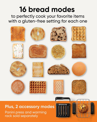 Revolution R270 Toaster: smart 2-slice toaster, touchscreen, InstaGLO tech, 16 bread modes, fast high-end performance.